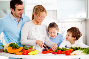 Family spending the time together cooking